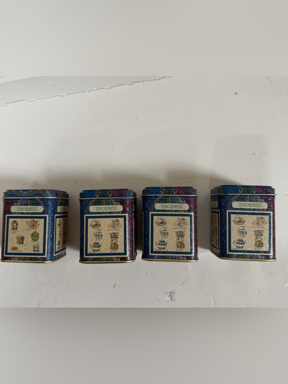 Vintage French Tea Tins - Set of 4